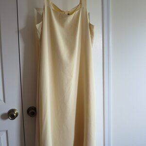 Eileen Fisher Silk Georgette Crepe Square Neck Dress Pale Yellow 1X